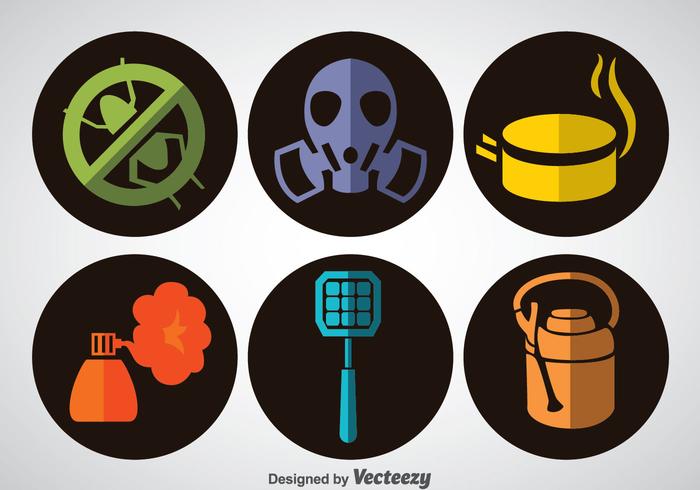 Pest Control Flat Icons Vector