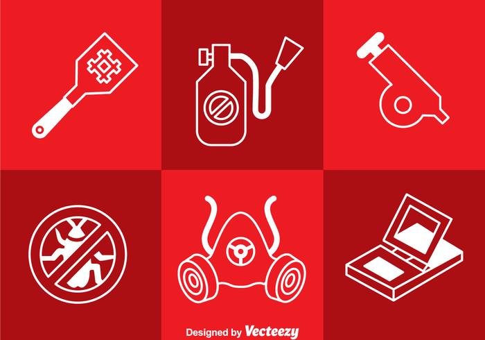 Pest Control White Icons vector