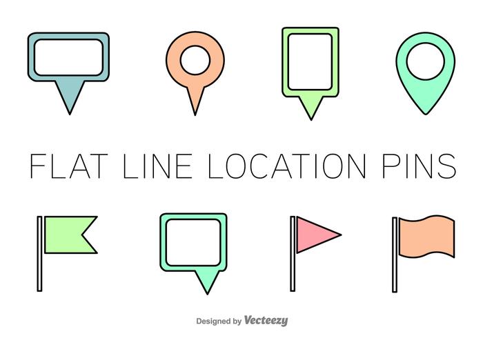 Line Location Pin Vector Icons