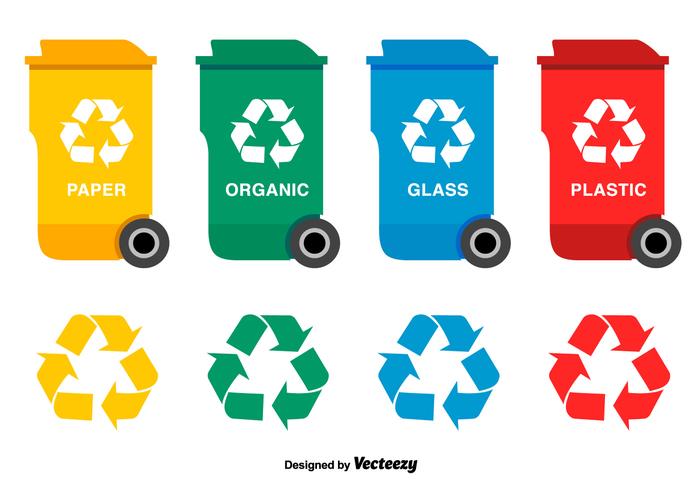 Flat Plastic Dumpster Vector Set