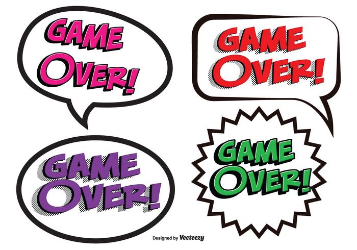 Game Over Comic Text Illustrations vector