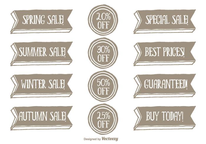 Hand Drawn Style Promotional Vector Label Set