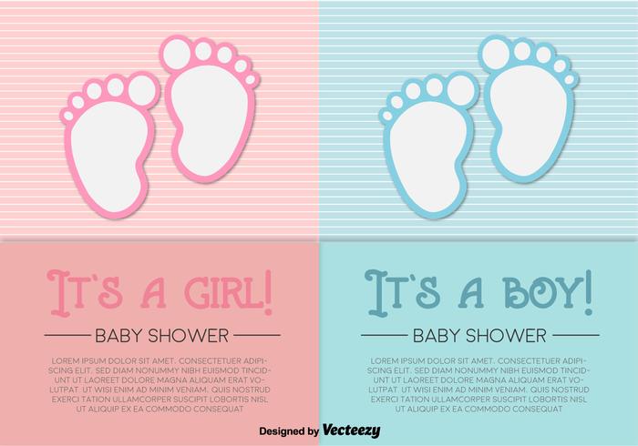 Girl and Boy Baby Footprints Vector