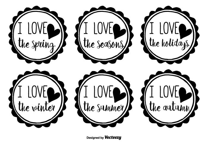 Hand Drawn Seasons Badge Vector Set