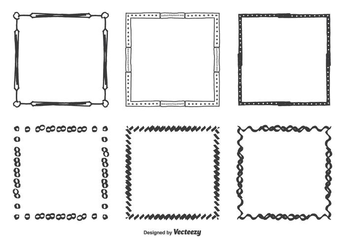 Conjunto de marcos vectoriales dibujados a mano vector