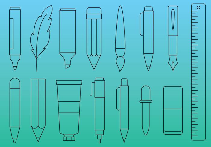 Pens And Tools Line Icons vector