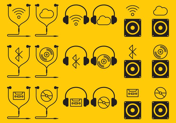 Iconos de los auriculares vector