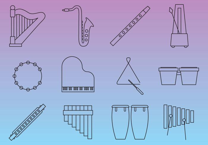 Thin Line Music Instruments vector