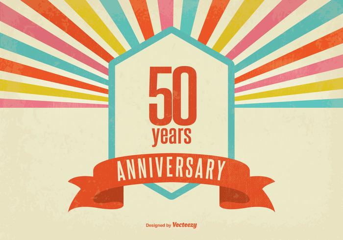 Retro Style Fifty Year Anniversary Vector Illustration