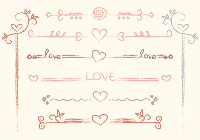 Vector Hand-drawn Love Dividers Vector Hand-drawn Love Dividers