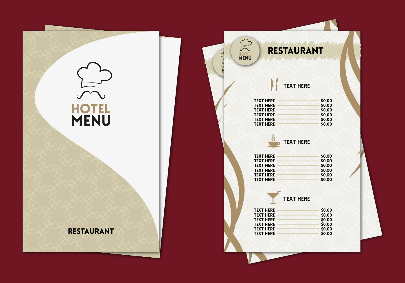 Hotel Menu Professional Template Vector - Download Free Vector Art