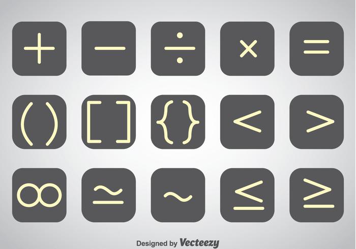 White Outline Math Symbol Vector Sets