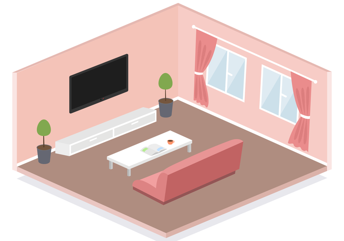 Free Isometric Living Room Vector