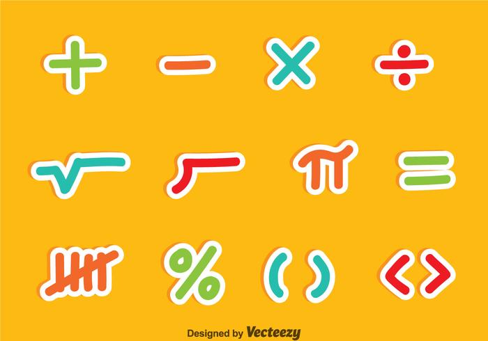 Símbolos de matemáticas Juegos de colores vectoriales vector