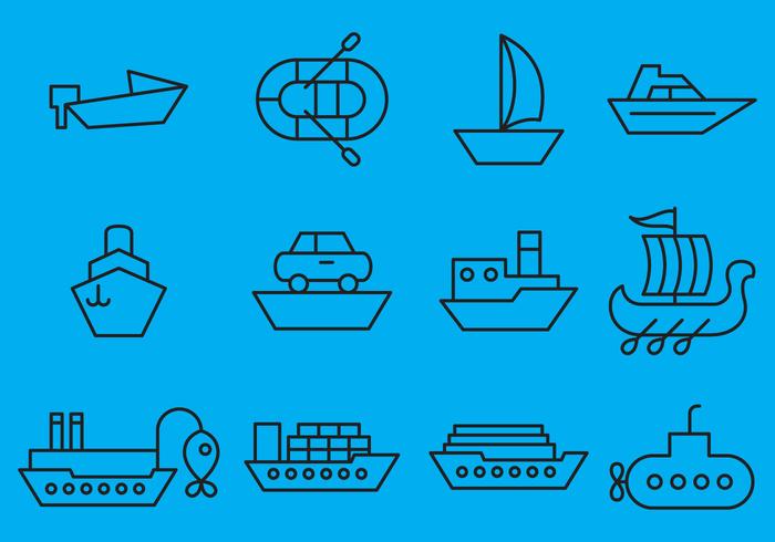 Iconos de los barcos del vector