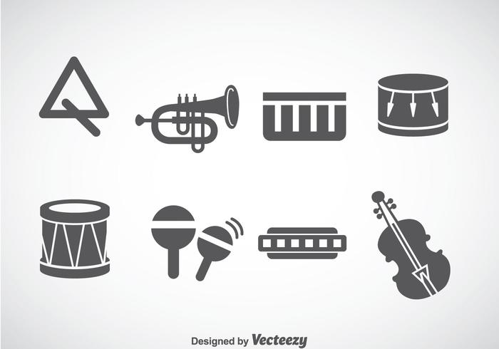 Music Instruments Gray Icons Vector