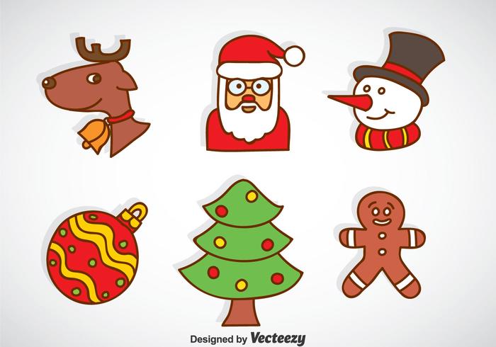 Vector de iconos de dibujos animados de Navidad