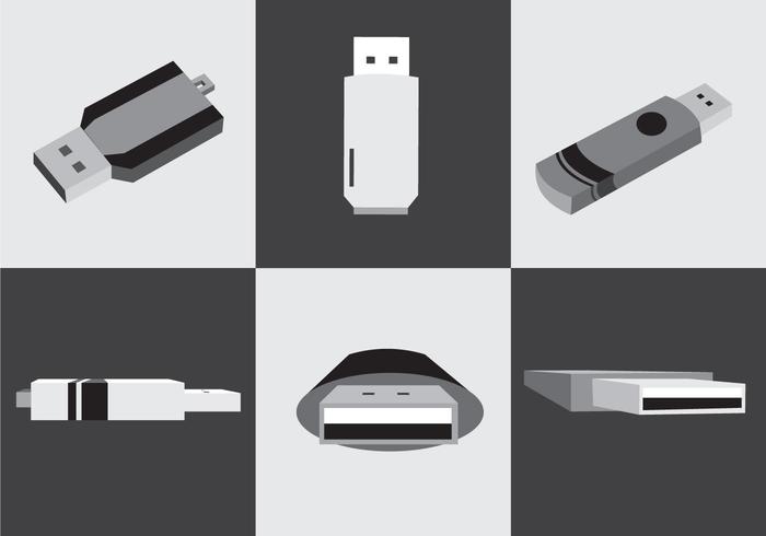 Black and White Pen Drive Vector