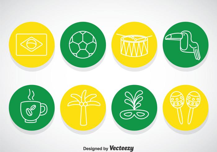 Brasil Circle Icons vector