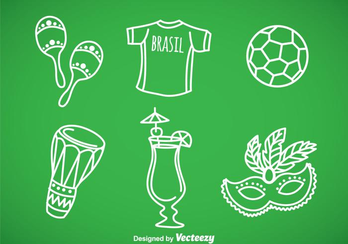 Brasil Mano Dibujar Iconos Vector