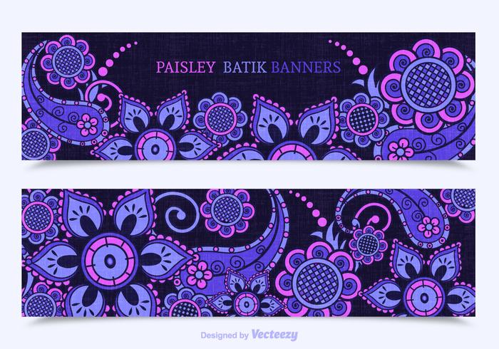 Free Paisley Batik Vector Banners