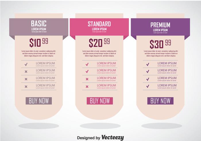 Pricing Table Banner Template vector