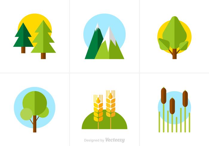 Iconos libres del vector de la naturaleza plana