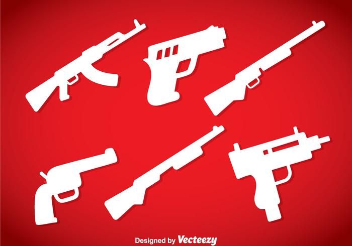 Guns Silhouette Icons Vector