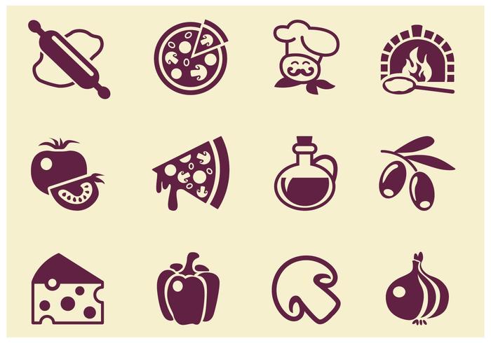 Simple Pizza Vector Icons