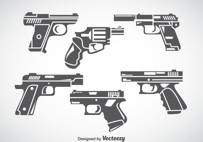 Hand Gun Gray Icons Vector Hand Gun Gray Icons Vector