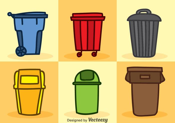 Dumpster Cartoon Icons Vector Sets