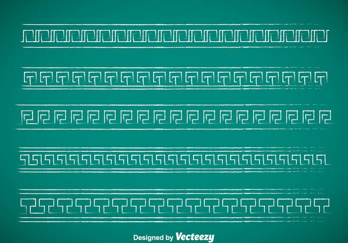 Greek Key Chalk Drawn Border Vector Sets