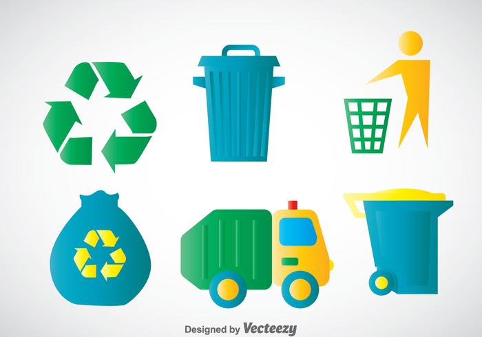 Garbage Colores Icons Vectores