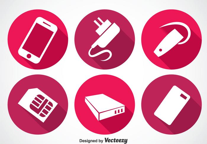 Phone Accessories Long Shadow Icon Vectors