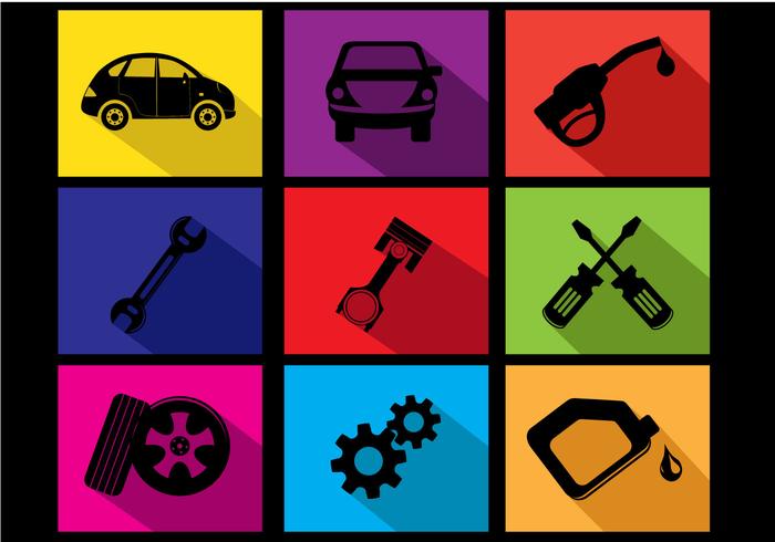 Flat Car Oil Change Icon Vectors