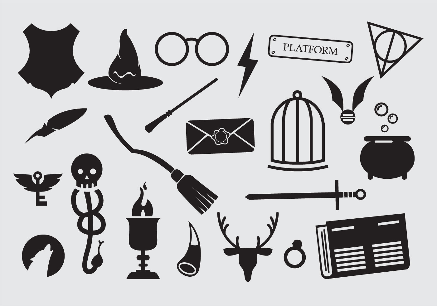 Download Large set of sorcery wizard icons - Download Free Vectors ...