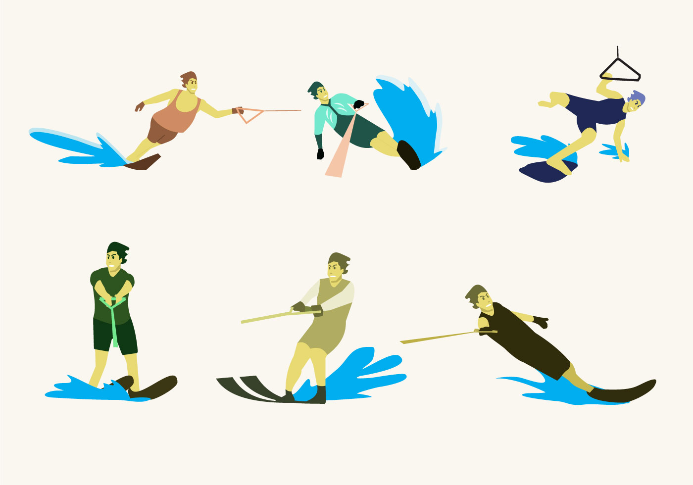 Water Skiing Illustration Vector 