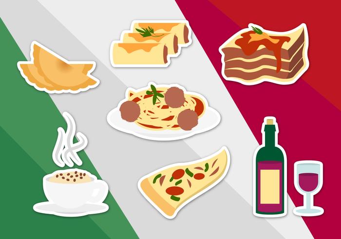 Ilustraciones Vectoriales de comida italiana vector