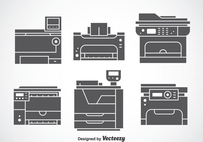 Photocopier Gray Icons Vector Sets