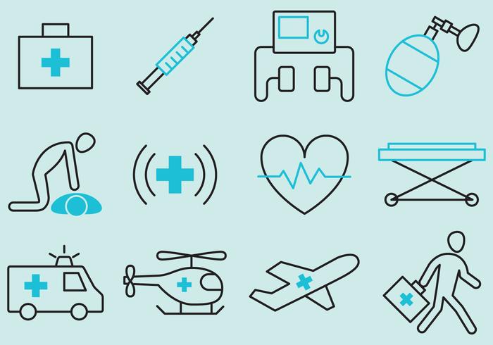 Iconos del vector de emergencia médica