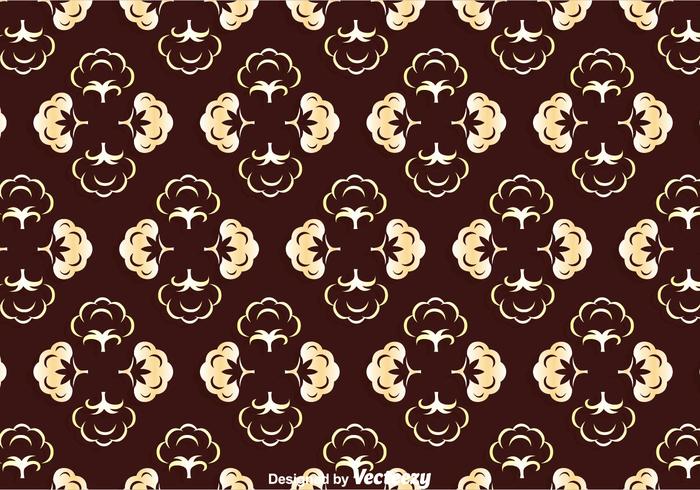 Gold Cotton Plant Vector Pattern