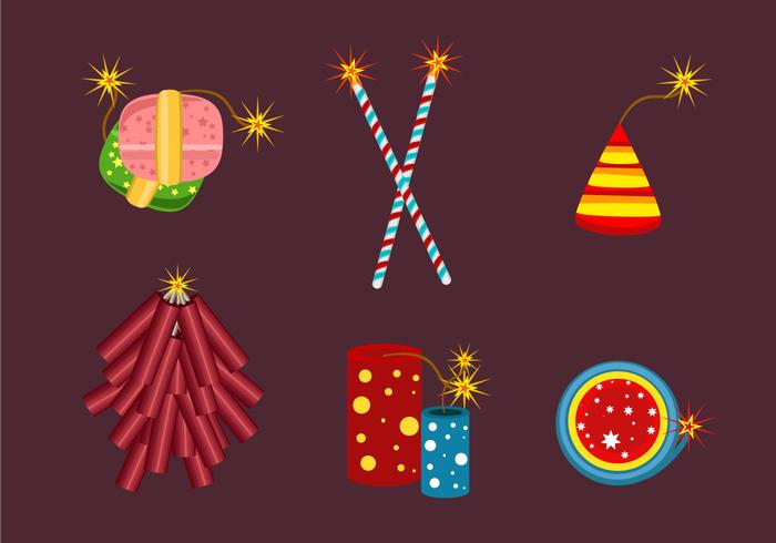 Set of Fire Crackers Vector