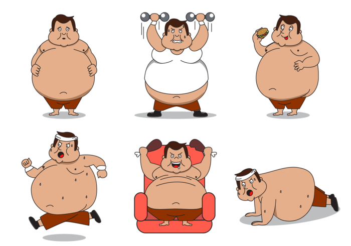 Fat Guy Character Vector - Download Free Vector Art, Stock Graphics