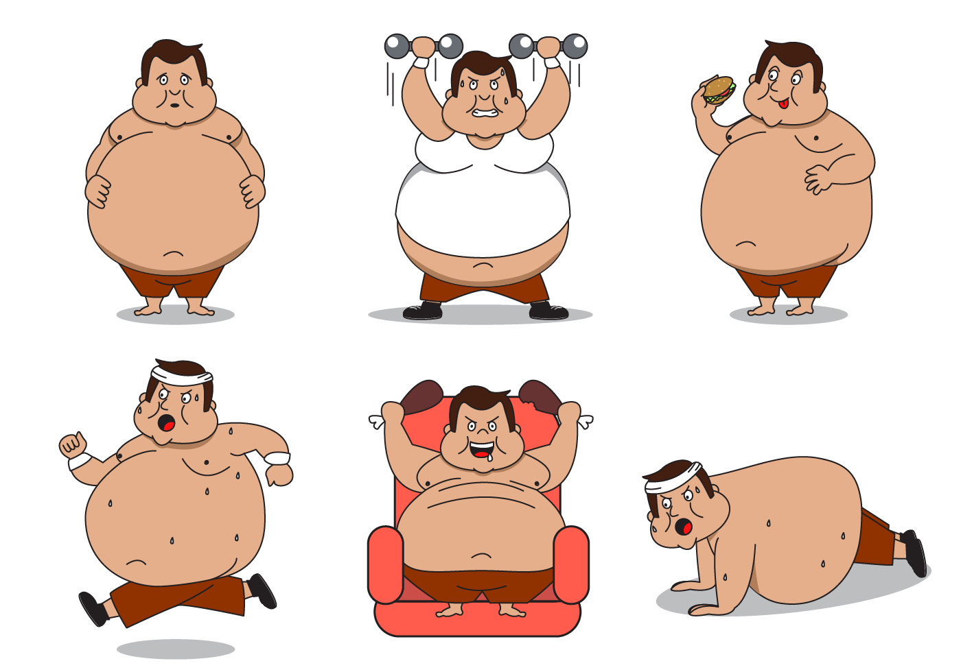 Set of fat guy character to use on your project. 