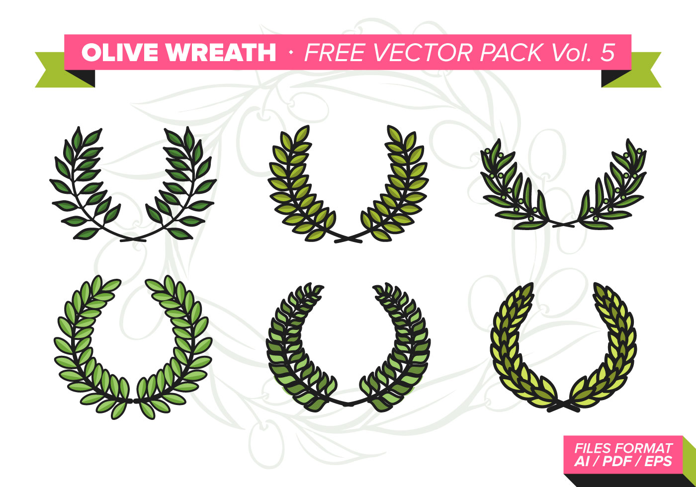 Olive Wreath Free Vector Pack Vol. 5 - Download Free Vector Art, Stock