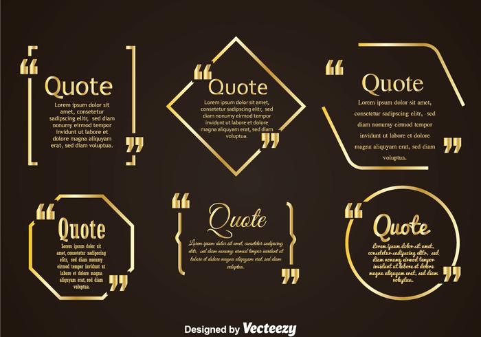 Golden Quotation Mark Bubble Vertors Conjuntos vector