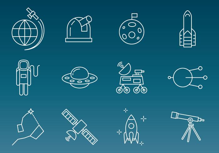 Iconos del vector de la tecnología espacial