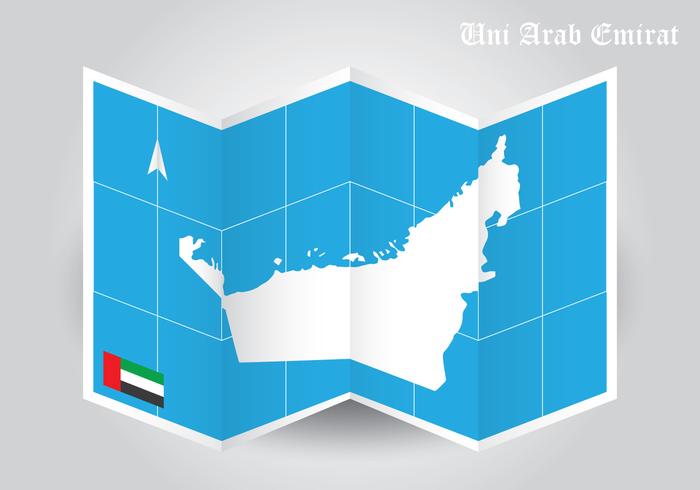 UAE Map Folded Paper Vector