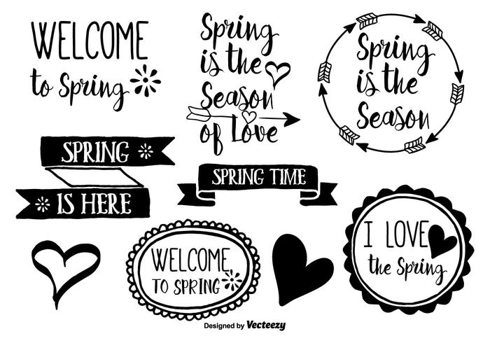 Hand Drawn Spring Vector Labels