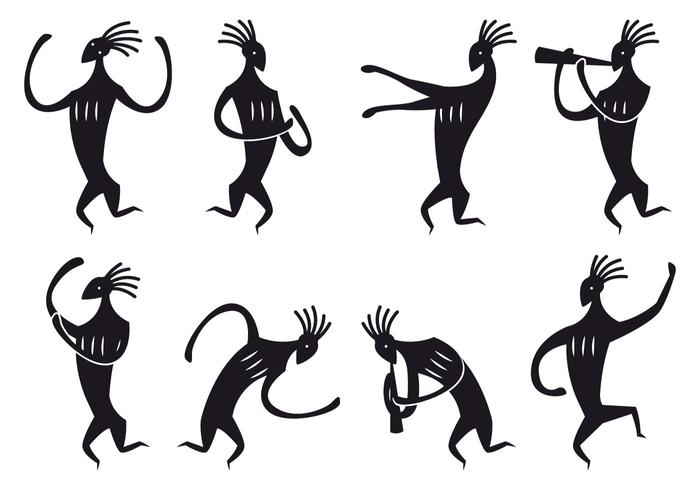 Kokopelli Figure Dancing Vectors